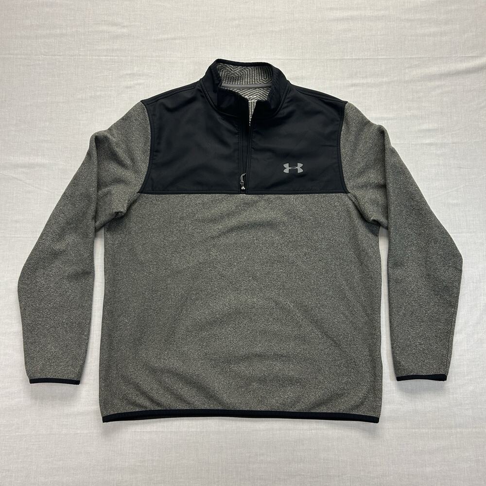 Under Armour ColdGear 1/4 Zip Pullover Men's XL Olive Gray Loose Fit Casual Top